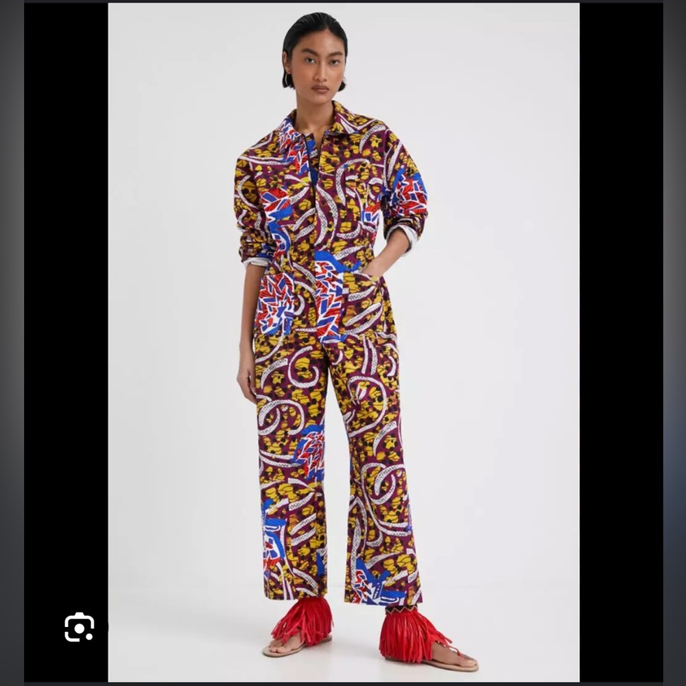 Stella Jean / Desigual Printed Long Jumpsuit with Wide-Leg SMALL